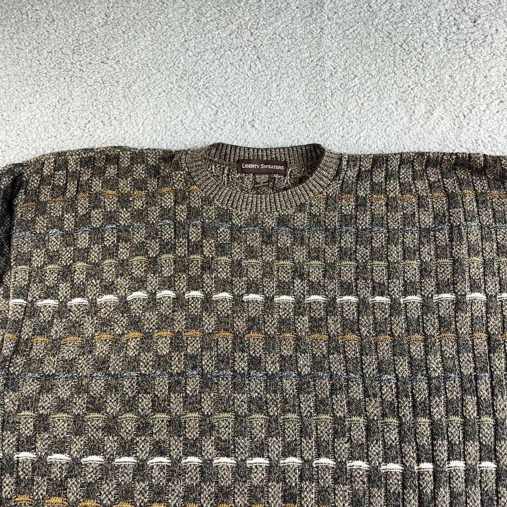 Vintage Liberty Sweater‎ Mens Extra Large Brown Stripe Grunge Grandpa USA 90s